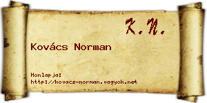 Kovács Norman névjegykártya